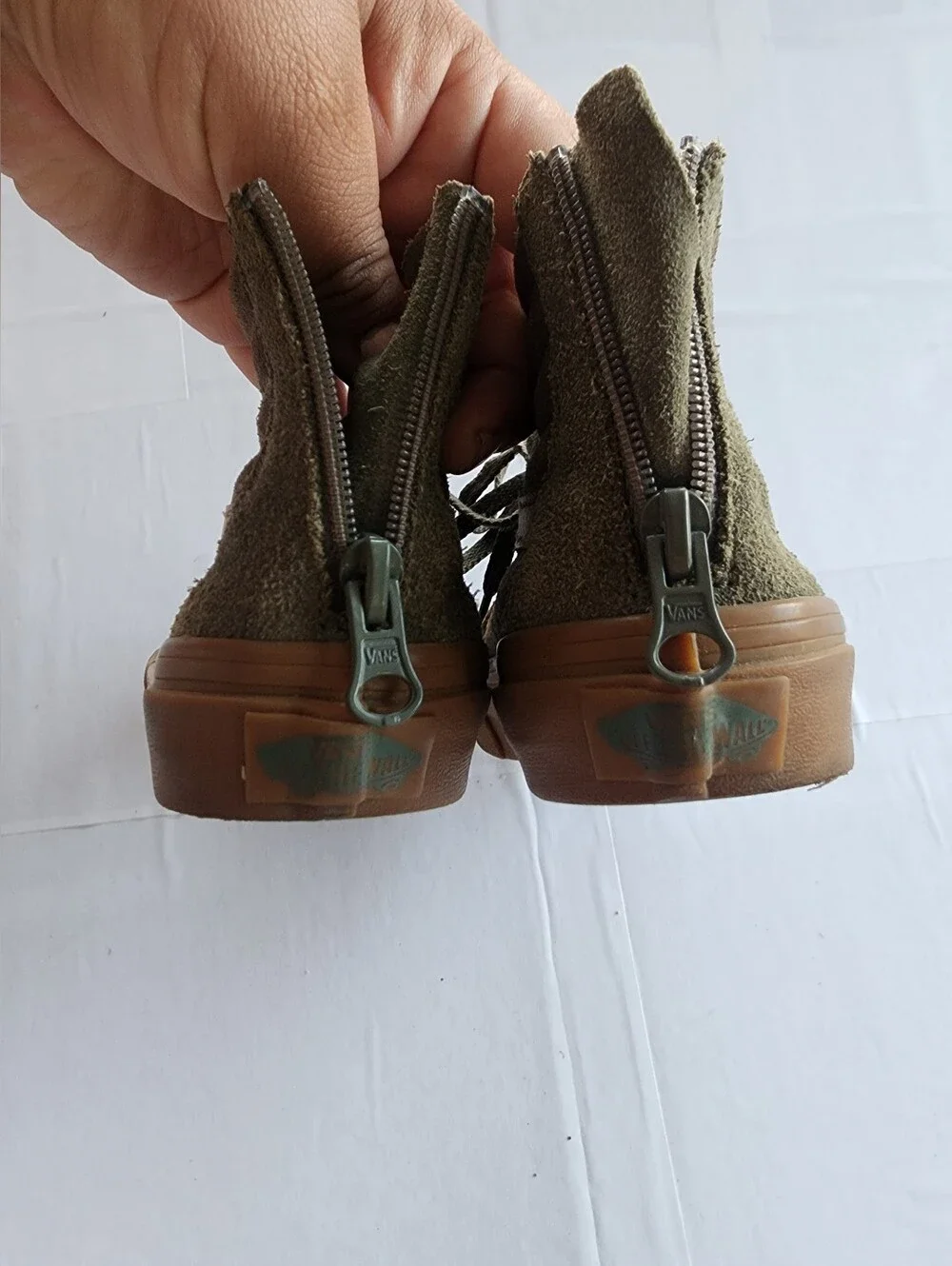 Vans Kids High-Top Sneakers in Olive Green and Tan